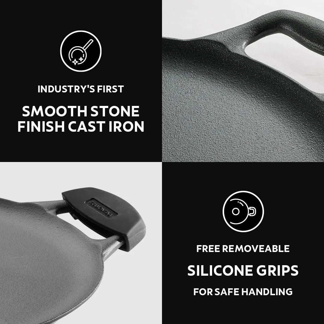 Tramontina Titanex 28 cm Pre-Seasoned Cast Iron Dosa Tawa