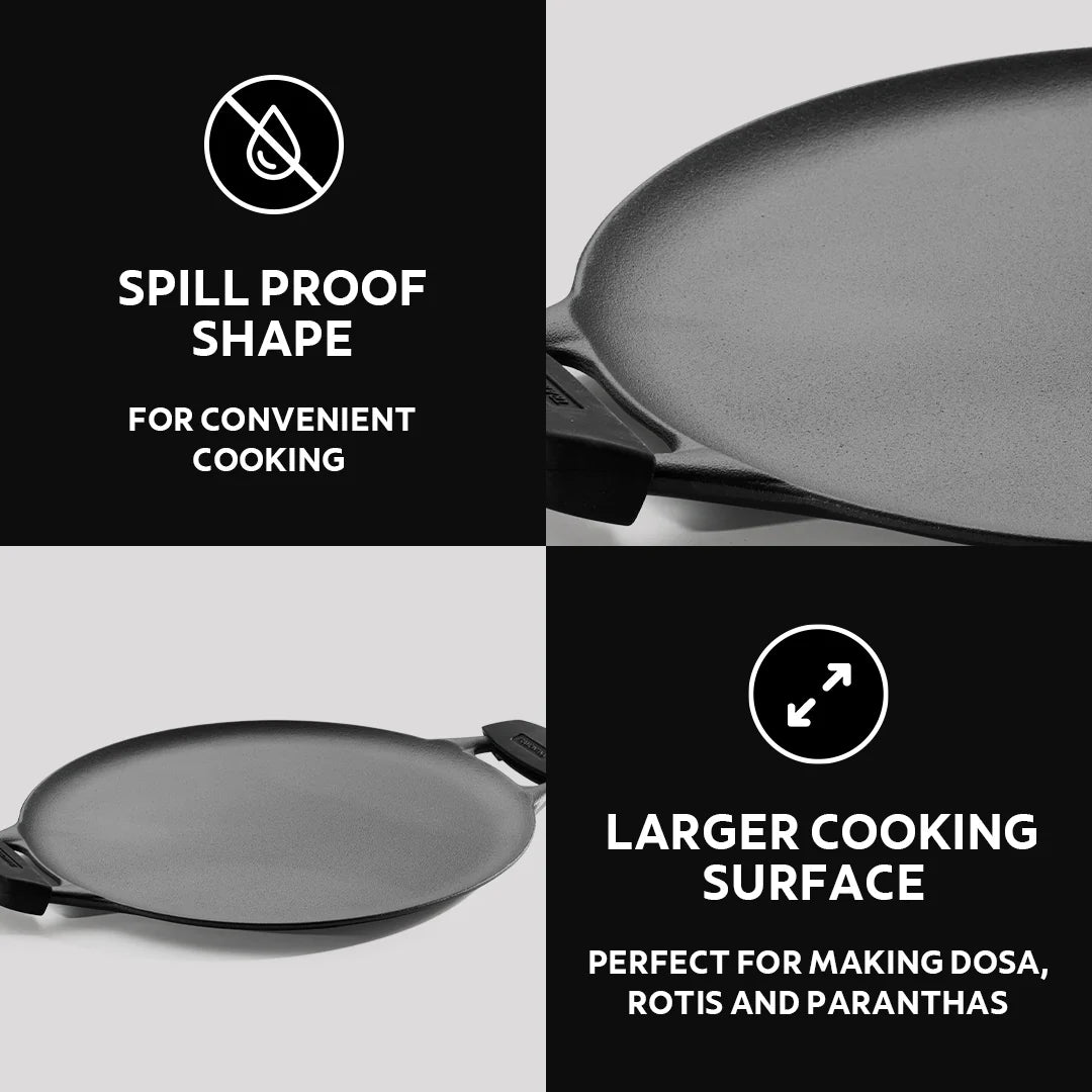 Tramontina Titanex 28 cm Pre-Seasoned Cast Iron Dosa Tawa