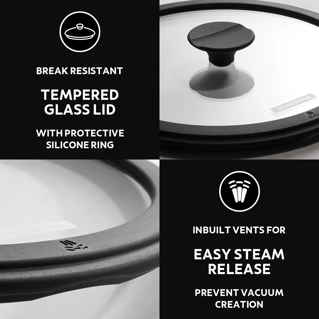 Tramontina Titanex 24 cm Pre-Seasoned Cast Iron Deep Kadai – 3.7L