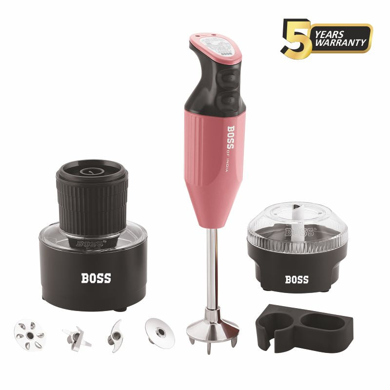 BOSS Genius 275 watts Hand Blender, 2 speed control, chutney & chopper Jar, 5 B138