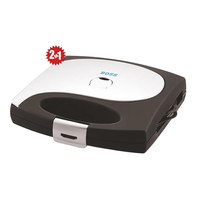 BOSS Griller Toaster 2-in-1 Sandwich Maker, 700 Watts, with Detachable Plates for Toast & Grill B501