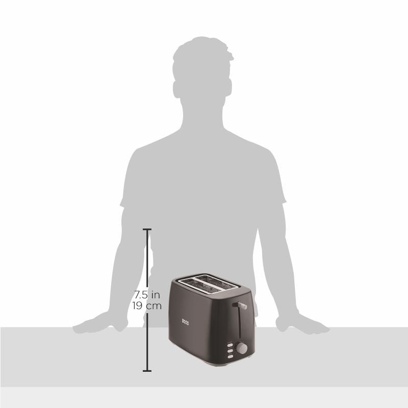 BOSS Crusty 800 Watt 2-Slice Pop-up Toaster, Defrost, Reheat, Cancel, Black B526