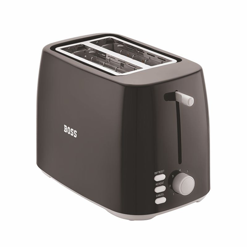 BOSS Crusty 800 Watt 2-Slice Pop-up Toaster, Defrost, Reheat, Cancel, Black B526