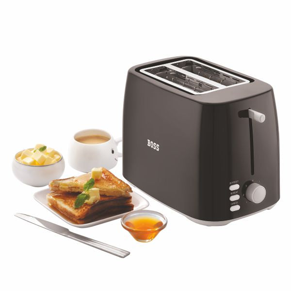 BOSS Crusty 800 Watt 2-Slice Pop-up Toaster, Defrost, Reheat, Cancel, Black B526