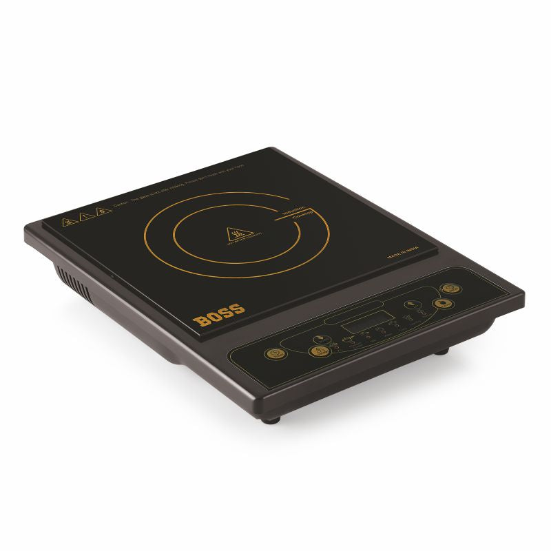 BOSS Chefmax 1600 Watts Induction Cooktop, Menu Option, Soft Touch Button, temperature adjustment, Black B535