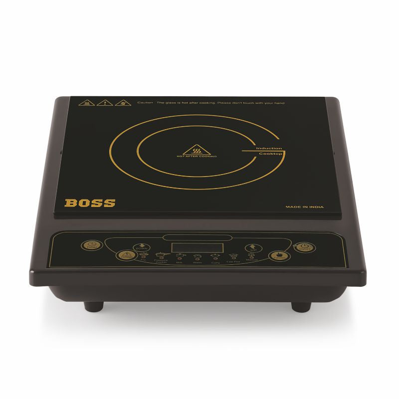 BOSS Chefmax 1600 Watts Induction Cooktop, Menu Option, Soft Touch Button, temperature adjustment, Black B535
