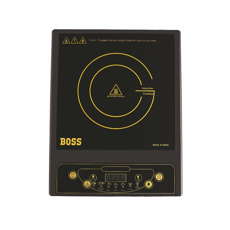 BOSS Chefmax 1600 Watts Induction Cooktop, Menu Option, Soft Touch Button, temperature adjustment, Black B535
