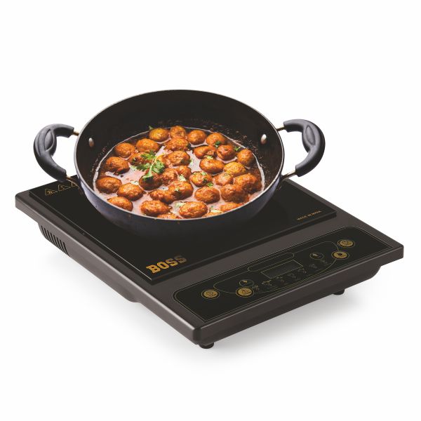 Chefmax 1800 Watts Induction Cooktop, Menu Option, Soft Touch Button, temperature adjustment, Black B536