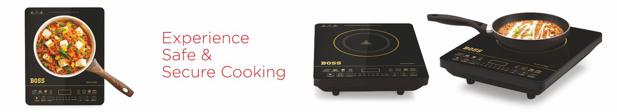 Chefmax 2000 Watts Induction Cooktop, Menu Option, Soft Touch Button, Temperature adjustment, Black B537