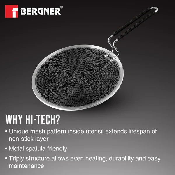 Hitech Tri-Ply Stainless Steel Non-Stick 26cm Roti Tawa, PFAS-free, Eterna coating - Induction Bottom  26 cm BG-31148-MM