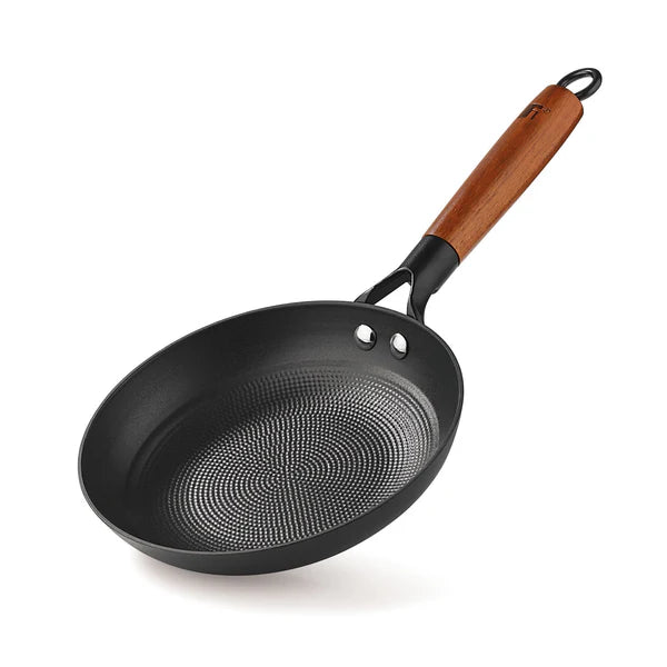 Odin Lightweight Iron Frypan with Wooden Coated Handle - Induction Bottom BG-34433-BK