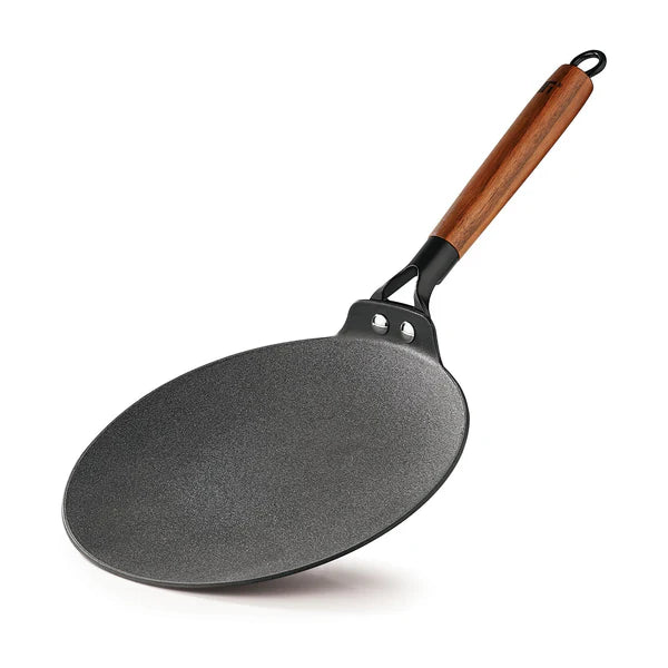 Odin 26cm Lightweight Iron Roti Tawa with Wooden Coated Handle – Induction Bottom BG-34435-BK