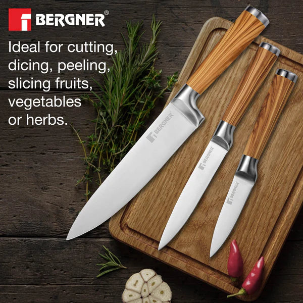 Olive Garden Stainless Steel 3 Pcs Knife Set, Ideal for Cutting, Dicing, Slicing etc BG-39194
