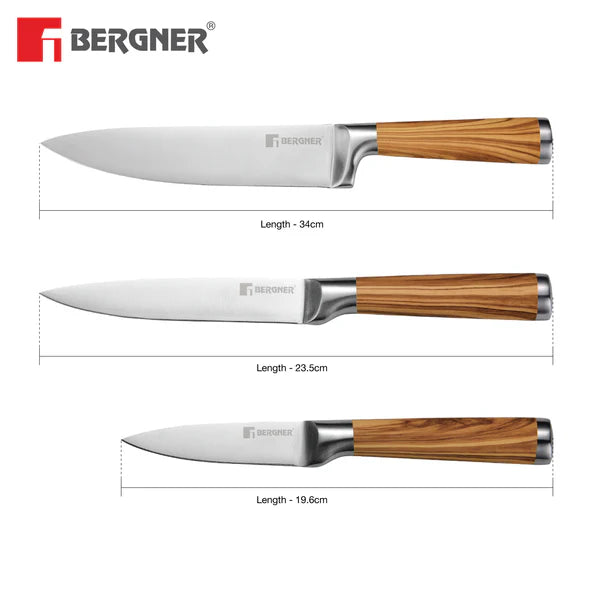 Olive Garden Stainless Steel 3 Pcs Knife Set, Ideal for Cutting, Dicing, Slicing etc BG-39194