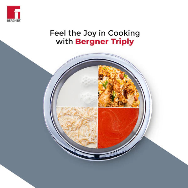 Argent Tri-Ply Stainless Steel Tope with Stainless Steel Lid - Induction Bottom 22 cm / 4.7 L BGIN-1624