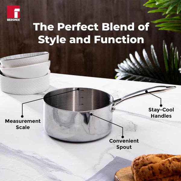 Argent Tri-Ply Stainless Steel Milkpan/Saucepan - Induction Bottom BGIN-1627