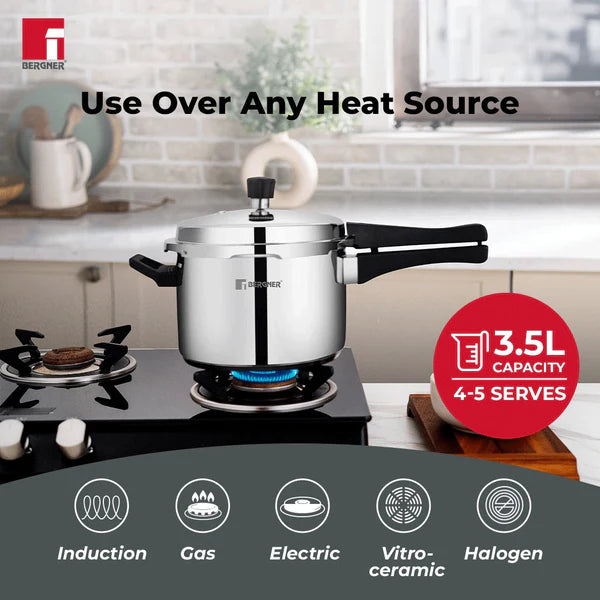 Pura Stainless Steel Outer Lid Pressure Cooker, Tri-Ply Induction Bottom BGIN-1862
