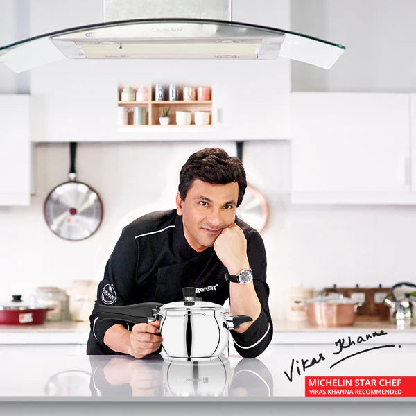Pura Stainless Steel Belly Shape Outer Lid Pressure Cooker, Tri-Ply Induction Bottom BGIN-1866