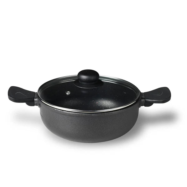 Senator Die-Cast Non-Stick Kadai With Glass Lid, Minimal Oil Use for Healthy Cooking - Induction Bottom BGIN-2571