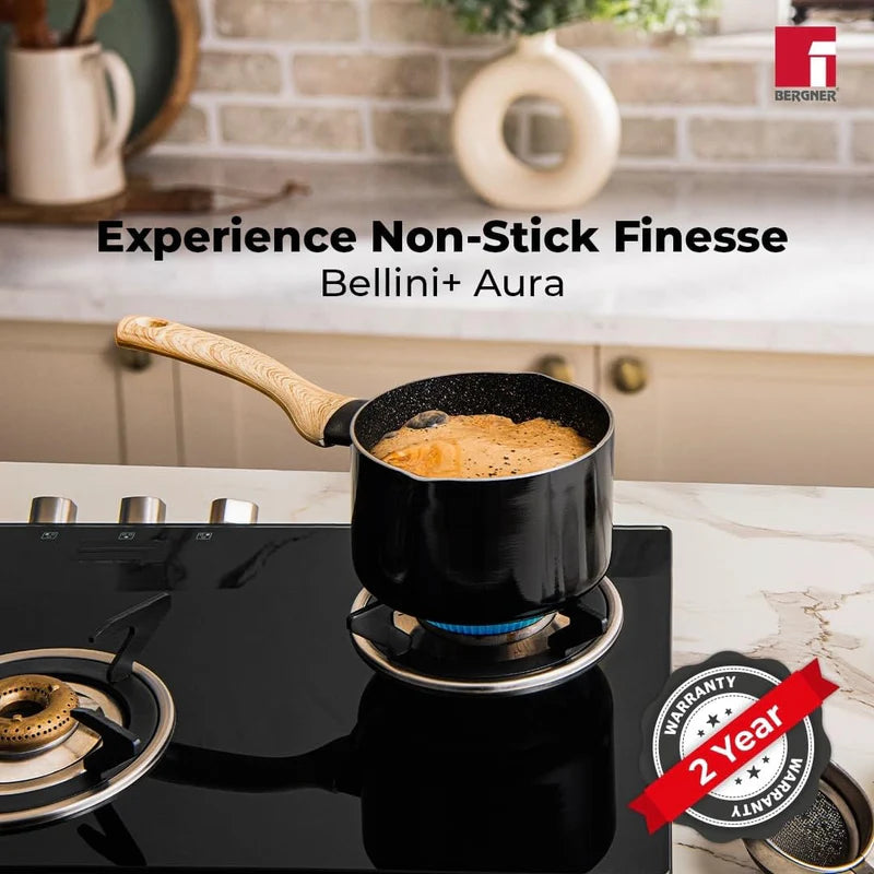Bellini Plus Aura 5-Layer Non-Stick 16 cm (1.8 Litres) Saucepan, Thickness 3.2mm - Induction Bottom- BGIN-31247-BK