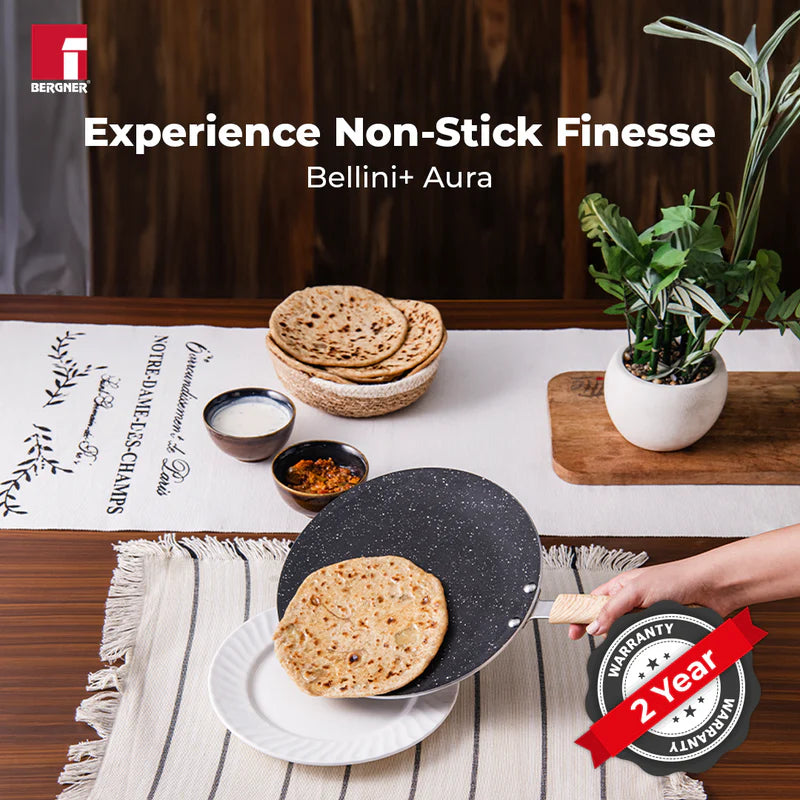 Bellini Plus Aura 5-Layer Non-Stick Concave Roti Tawa, 28cm, Thickness 4mm - Induction Bottom-BGIN-31253-BK