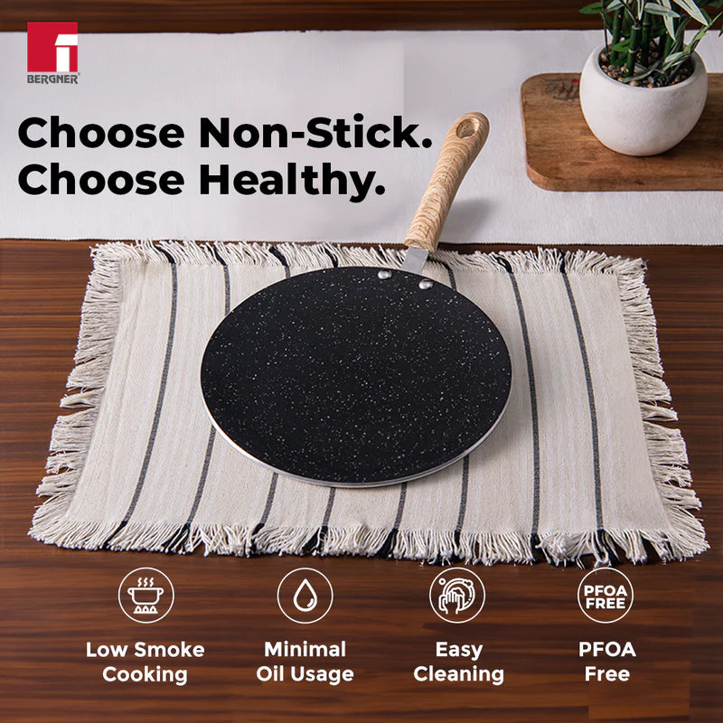 Bellini Plus Aura 5-Layer Non-Stick Concave Roti Tawa, 28cm, Thickness 4mm - Induction Bottom-BGIN-31253-BK