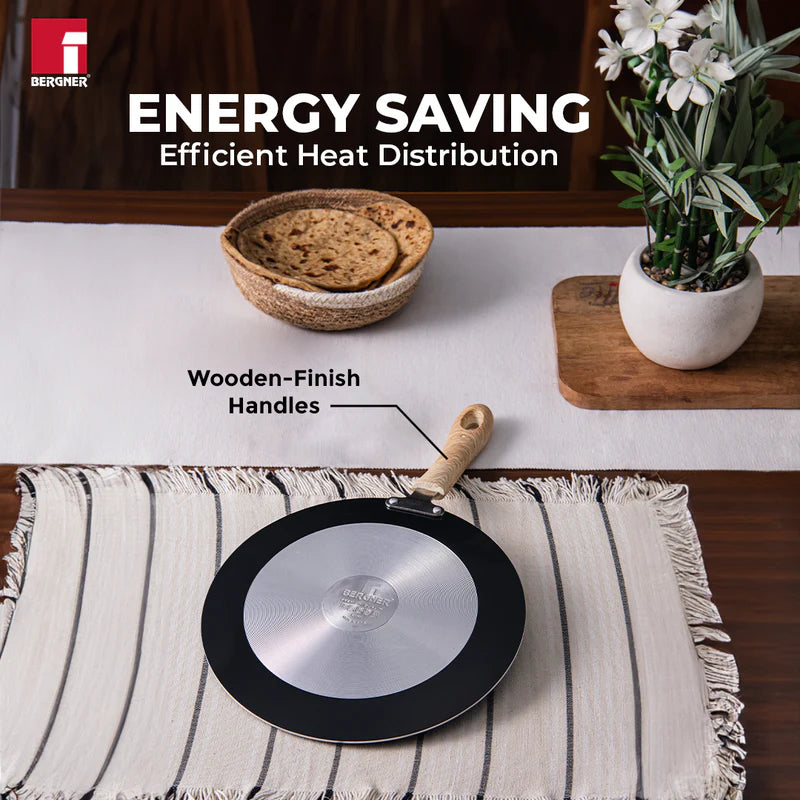 Bellini Plus Aura 5-Layer Non-Stick Concave Roti Tawa, 28cm, Thickness 4mm - Induction Bottom-BGIN-31253-BK