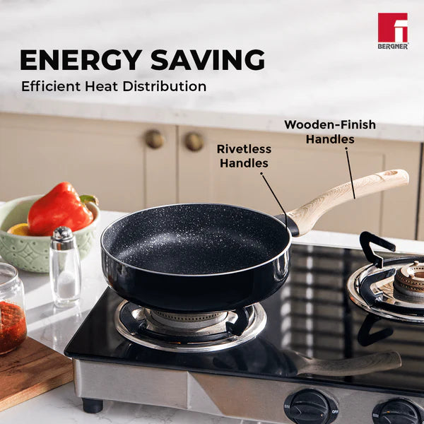 Plus Aura 5-Layer Non-Stick Deep Frypan with Glass Lid - Induction Bottom  24 cm / 2.4 L BGIN-31275-BK