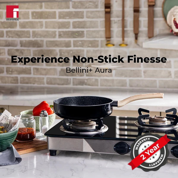 Bellini Plus Aura 5-Layer Non-Stick Deep Frypan with Glass Lid - Induction Bottom 28 cm / 4 L BGIN-31277-BK