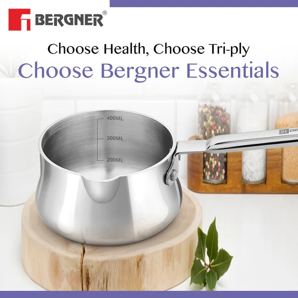 Bergner BE Essentials Tri-Ply Stainless Steel 10cm (500ml) Coffee Warmer / Milk Warmer - Induction Bottom BGIN-6241