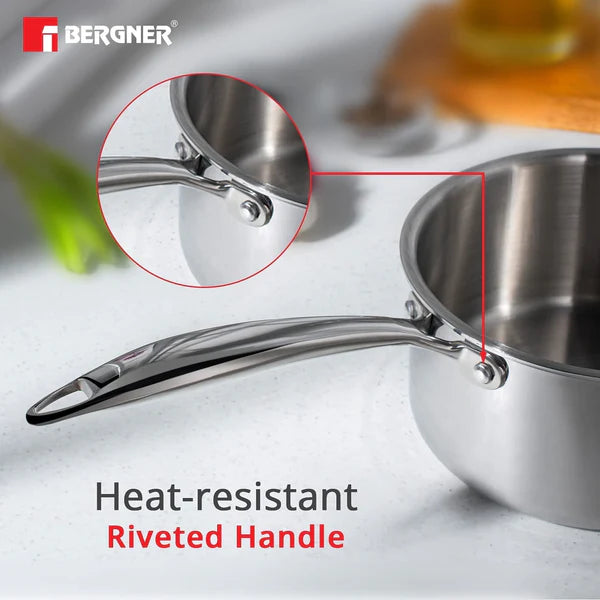Argent Junior Chef Tri-Ply Stainless Steel 12cm (800ml) Saucepan with Stainless Steel Lid - Induction Bottom 12cm BGIN-6910