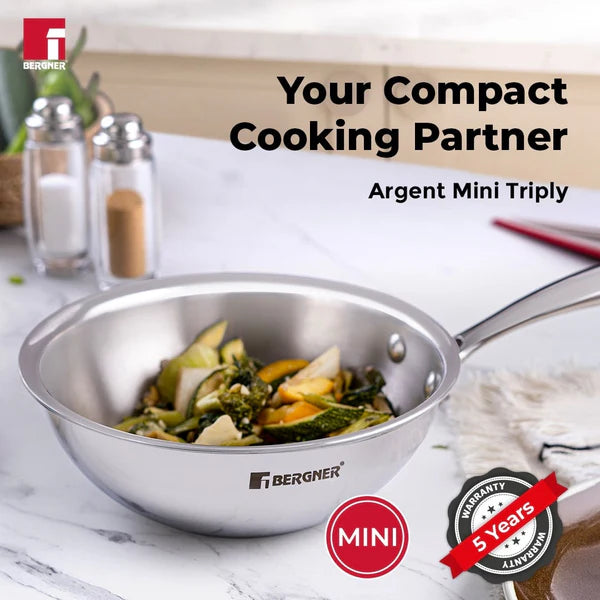 Argent Junior Chef Tri-Ply Stainless Steel Wok - Induction Bottom  18cm  BGIN-6913