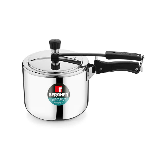 Argent Tri-Ply 18/10 Stainless Steel Inner Lid Pressure Cooker with Rivetless Technology, 2.5 mm Body Thickness - Induction Bottom BGIN-7894