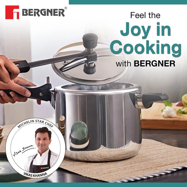 Argent Tri-Ply 18/10 Stainless Steel Inner Lid Pressure Cooker with Rivetless Technology, 2.5 mm Body Thickness - Induction Bottom BGIN-7896