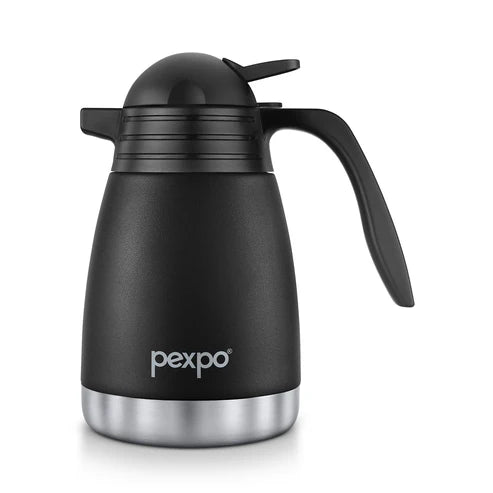 Pexpo- Stainless Steel Cosmo Carafe Vacuum Insulated (Tea pot) | 24/7 Hot Cold 1000 ML Black