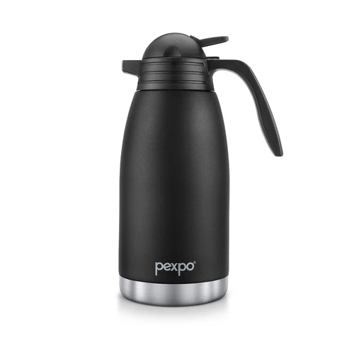 Pexpo- Stainless Steel Cosmo Carafe Vacuum Insulated (Tea pot) | 24/7 Hot & Cold 2000ML Knight Black