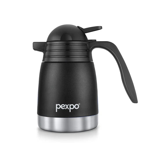 Pexpo- Stainless Steel Cosmo Carafe Vacuum Insulated (Tea pot) | 24/7 Hot & Cold 600 ML - Black