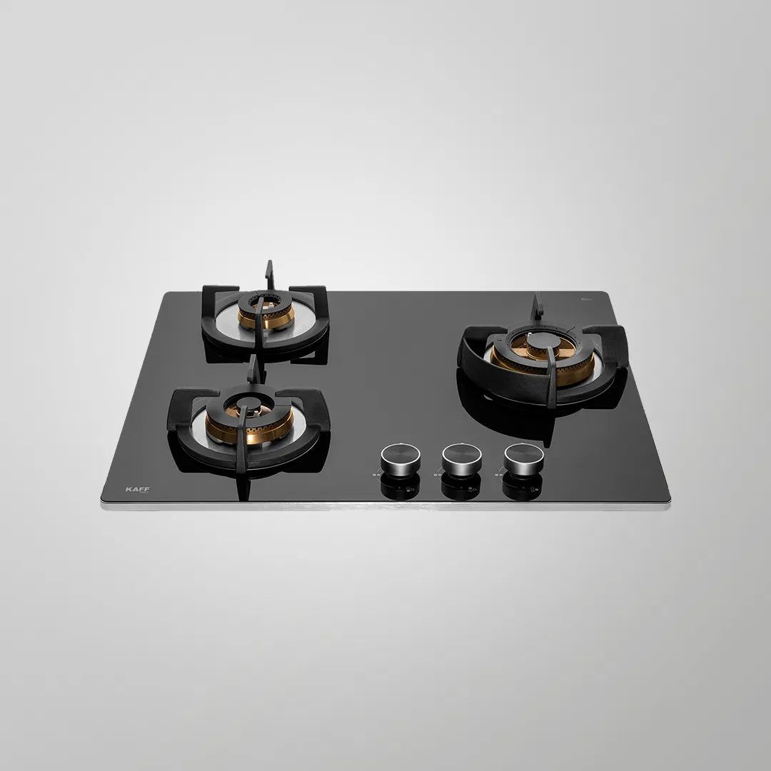 BLH 603X Built-in Hob | 60 cm, 3 Full Brass Burners with FFD, Cast Iron Pan Support, Auto Ignition, SS Edge Strip