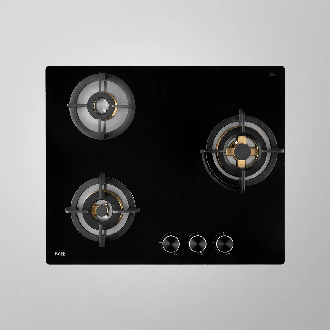 BLH 603X Built-in Hob | 60 cm, 3 Full Brass Burners with FFD, Cast Iron Pan Support, Auto Ignition, SS Edge Strip