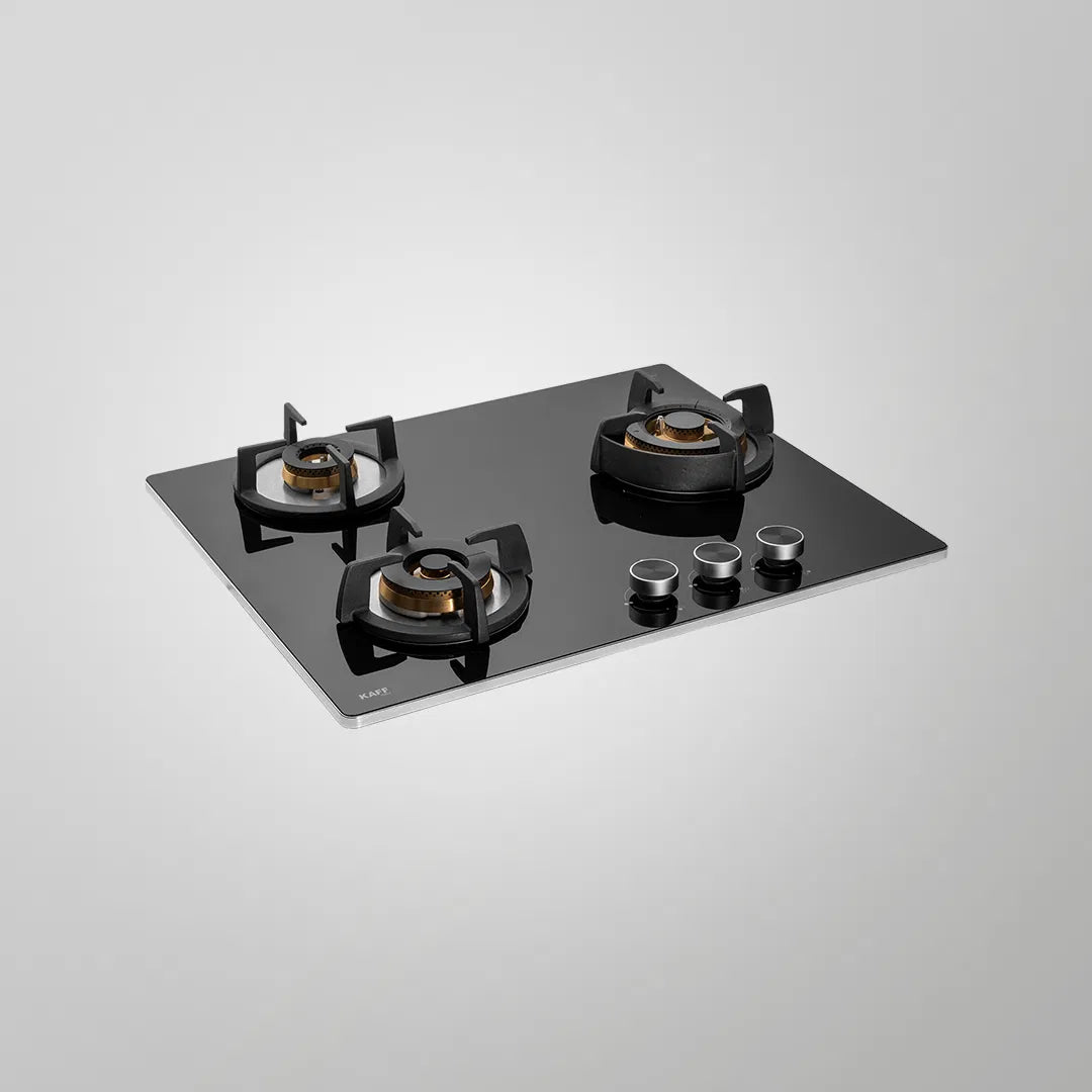BLH 603X Built-in Hob | 60 cm, 3 Full Brass Burners with FFD, Cast Iron Pan Support, Auto Ignition, SS Edge Strip