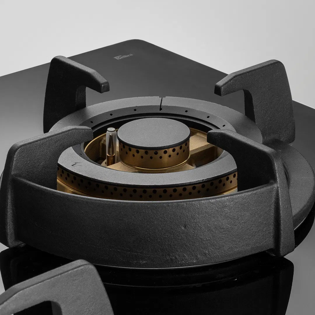 BLH 603X Built-in Hob | 60 cm, 3 Full Brass Burners with FFD, Cast Iron Pan Support, Auto Ignition, SS Edge Strip