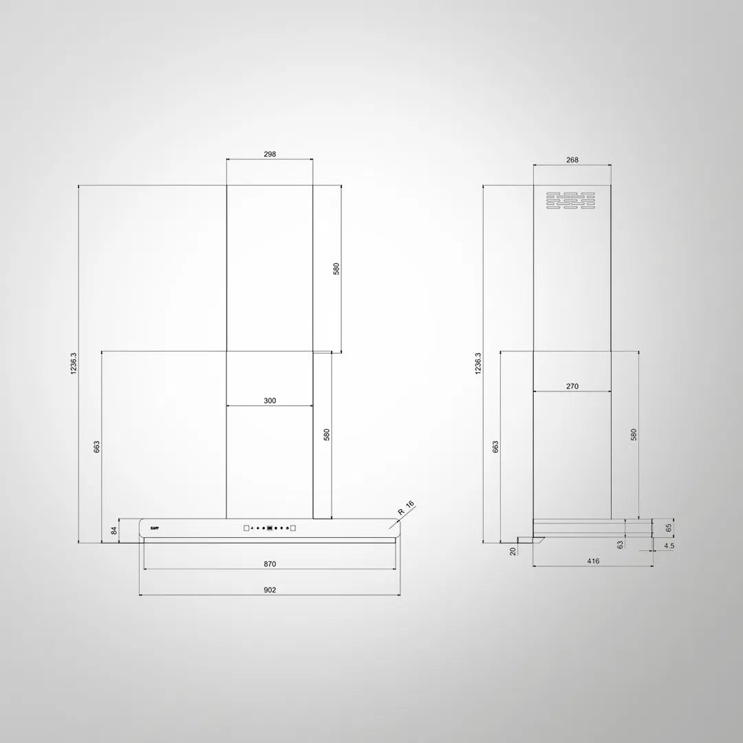 BRANDO 90 DC Filterless Smart Chimney | 90 cm Wall-Mounted, 1480 m³/hr, Auto Clean, Gesture Control, Matte Black T-Shape Design