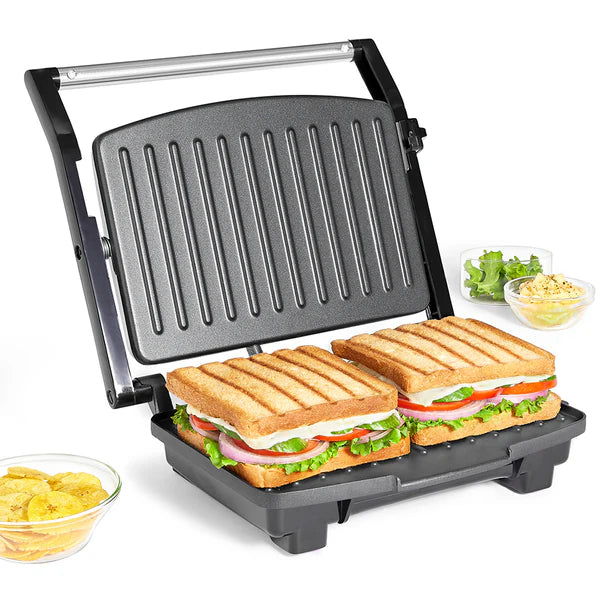 Borosil Meta Prime Grill Sandwich Maker 700 W, opens 90°