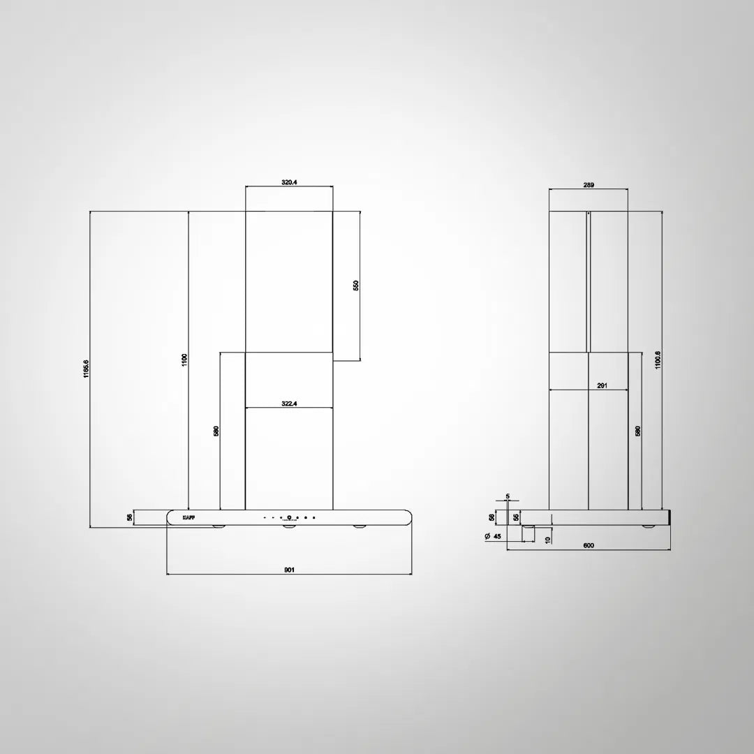 CANARY 90 DC (IS) 90cm Island Chimney with Smart Auto Clean, BLDC Motor, 1480 m³/hr Airflow & Baffle Filter