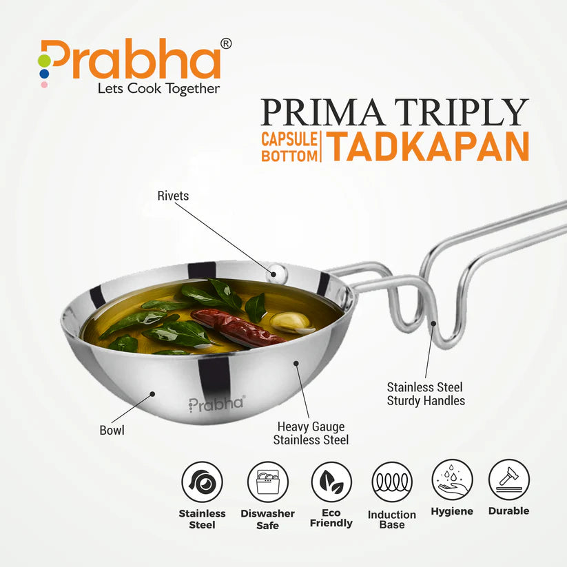 Prima Plus Capsule Bottom Tadka Pan – 34ml, 13cm