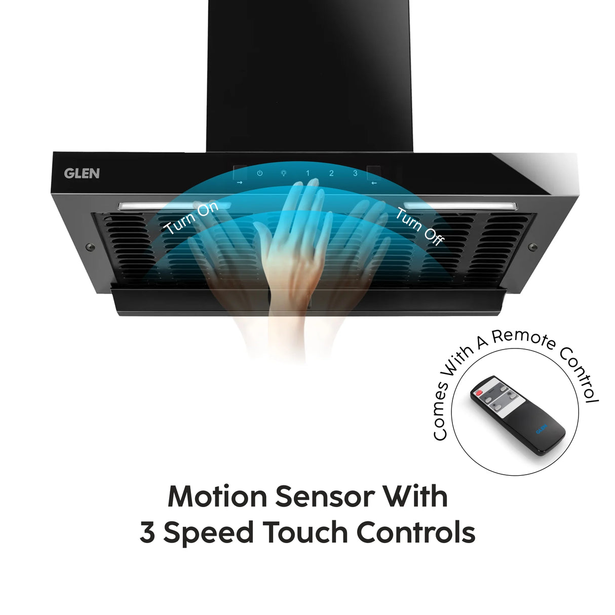 60cm Auto Clean Filterless Chimney with Heat Sensor, 1400 m³/hr Suction, Motion Touch Control – Black (CH 6052 HSR BL AC)