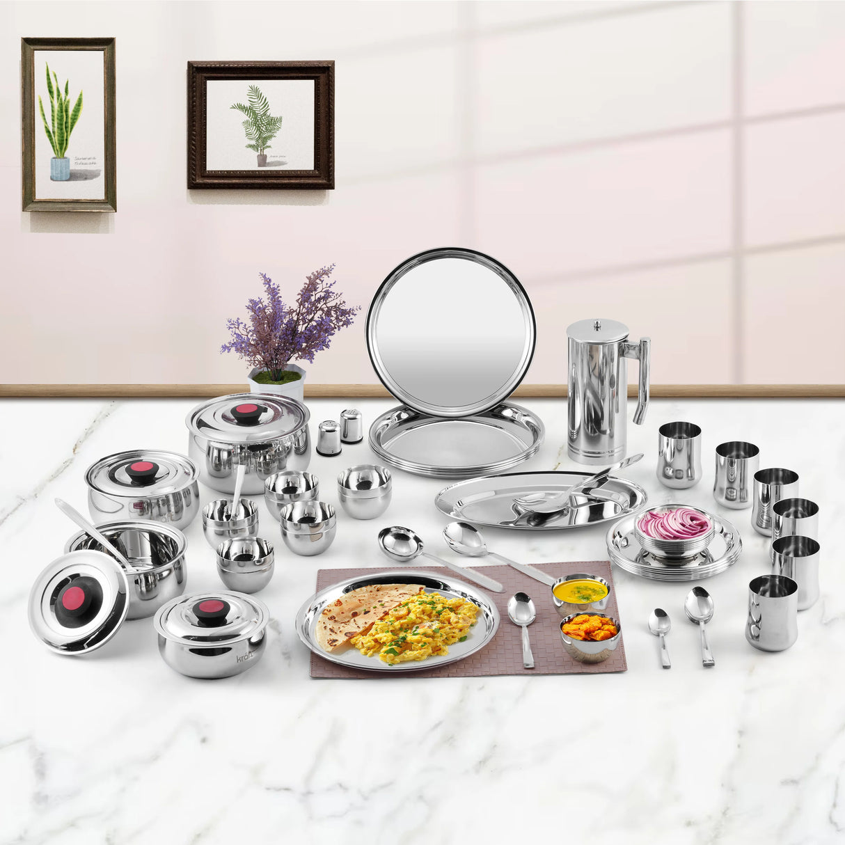 Celebration Stainless Steel Dinner Set of 60 Pcs
