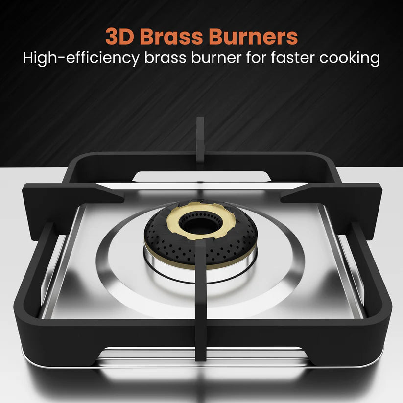 Curvv Matte Stainless Steel Cooktop Manual Ignition 3 Burner