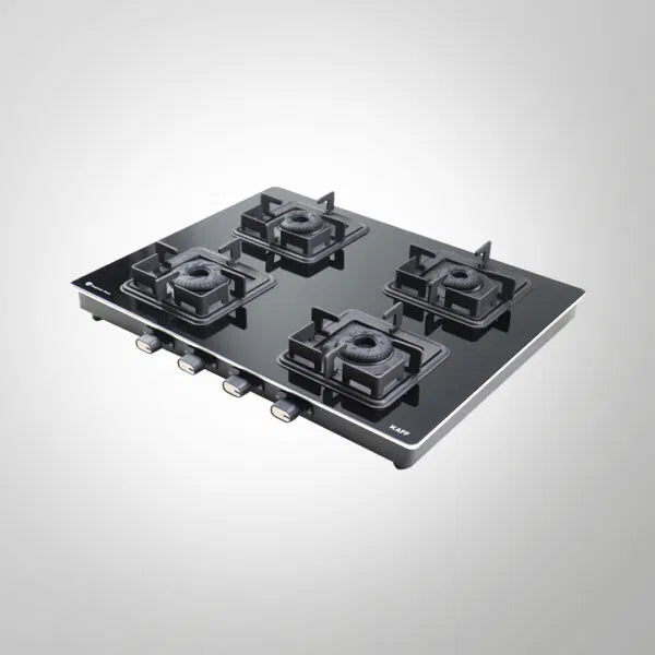 CTQ 63 4B 63cm Black Tempered Glass 4-Burner Gas Cooktop (Manual Ignition)