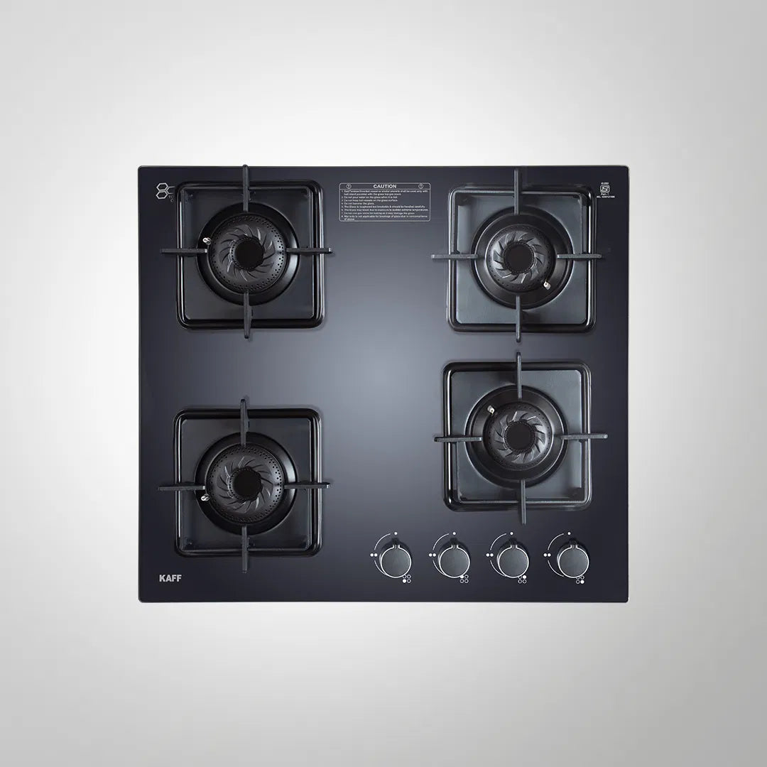 CTS 58 4B AI 58cm 4 Burner Auto Ignition Cooktop with Black Tempered Glass & Metal Knobs